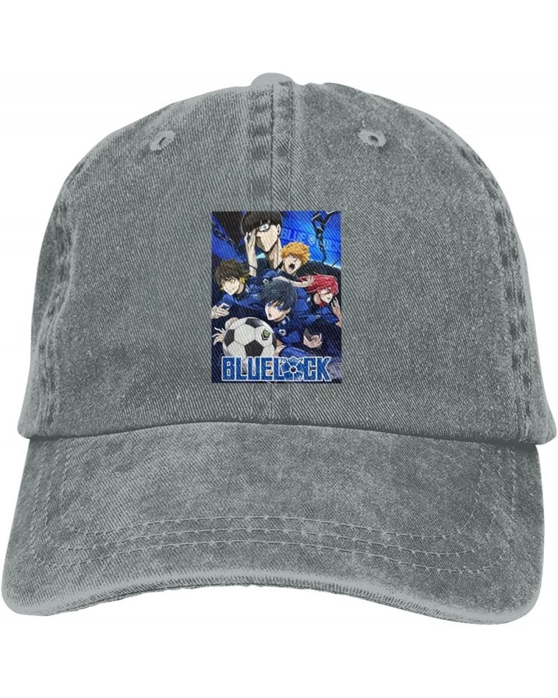 Blue Anime Lock Hat Cap Novelty Graphic Washed Vintage Denim Trucker Hat Men Women Cool Adjustable Casquette Black Gray $9.97...