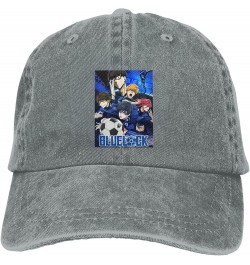 Blue Anime Lock Hat Cap Novelty Graphic Washed Vintage Denim Trucker Hat Men Women Cool Adjustable Casquette Black Gray $9.97...