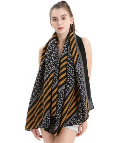 Women Soft Cotton Hemp Scarf Shawl, Fall Winter Lightweight Warm Shawl Wrap Yellow $9.38 Scarves