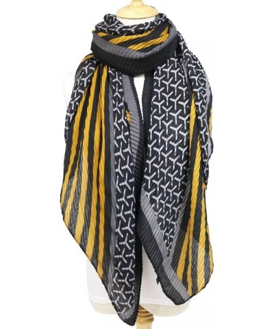 Women Soft Cotton Hemp Scarf Shawl, Fall Winter Lightweight Warm Shawl Wrap Yellow $9.38 Scarves