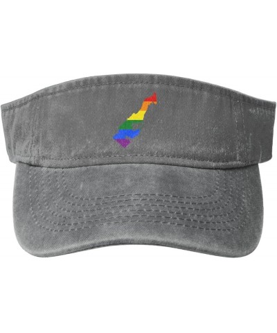 LGBT Flag Map of Monaco Sun Visor Hats for Women Men Adjustable Sports Sun Hats Cotton Golf Cap Gray $14.57 Visors