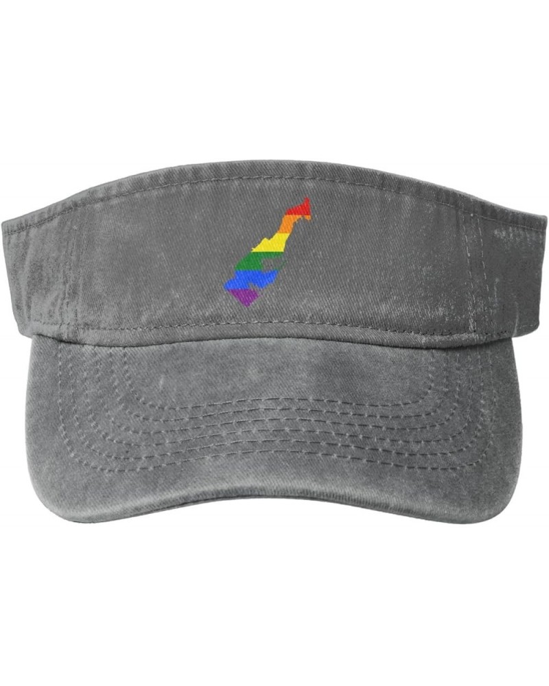 LGBT Flag Map of Monaco Sun Visor Hats for Women Men Adjustable Sports Sun Hats Cotton Golf Cap Gray $14.57 Visors