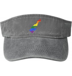 LGBT Flag Map of Monaco Sun Visor Hats for Women Men Adjustable Sports Sun Hats Cotton Golf Cap Gray $14.57 Visors