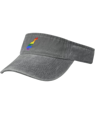 LGBT Flag Map of Monaco Sun Visor Hats for Women Men Adjustable Sports Sun Hats Cotton Golf Cap Gray $14.57 Visors