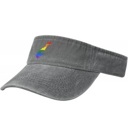 LGBT Flag Map of Monaco Sun Visor Hats for Women Men Adjustable Sports Sun Hats Cotton Golf Cap Gray $14.57 Visors