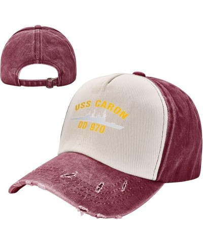 USS Caron Dd 970 Unisex Vintage Cowboy Hat Baseball Cap Retro Sun Visor Outdoor Hat Dark Red $13.78 Cowboy Hats