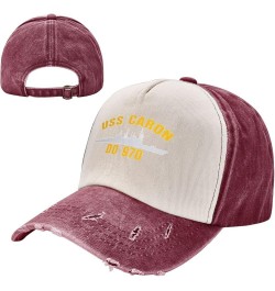 USS Caron Dd 970 Unisex Vintage Cowboy Hat Baseball Cap Retro Sun Visor Outdoor Hat Dark Red $13.78 Cowboy Hats