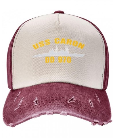 USS Caron Dd 970 Unisex Vintage Cowboy Hat Baseball Cap Retro Sun Visor Outdoor Hat Dark Red $13.78 Cowboy Hats