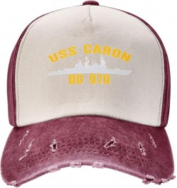 USS Caron Dd 970 Unisex Vintage Cowboy Hat Baseball Cap Retro Sun Visor Outdoor Hat Dark Red $13.78 Cowboy Hats