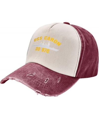 USS Caron Dd 970 Unisex Vintage Cowboy Hat Baseball Cap Retro Sun Visor Outdoor Hat Dark Red $13.78 Cowboy Hats