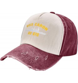 USS Caron Dd 970 Unisex Vintage Cowboy Hat Baseball Cap Retro Sun Visor Outdoor Hat Dark Red $13.78 Cowboy Hats