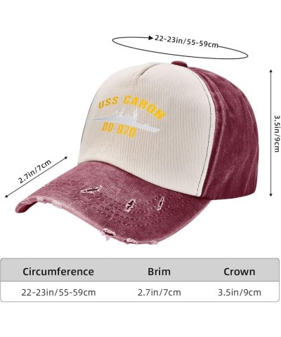 USS Caron Dd 970 Unisex Vintage Cowboy Hat Baseball Cap Retro Sun Visor Outdoor Hat Dark Red $13.78 Cowboy Hats