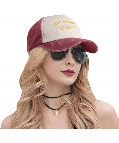 USS Caron Dd 970 Unisex Vintage Cowboy Hat Baseball Cap Retro Sun Visor Outdoor Hat Dark Red $13.78 Cowboy Hats