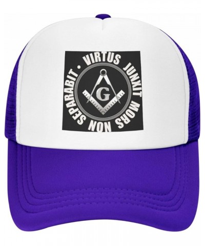 Masonic Symbol White Trucker Hat Men Mesh Baseball Cap Baseball Hats Women Sun Hat Dad Cap Fishing hat Black Purple $9.84 Bas...