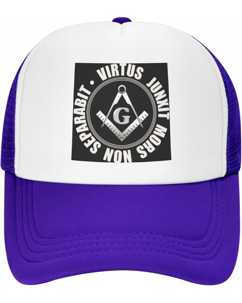 Masonic Symbol White Trucker Hat Men Mesh Baseball Cap Baseball Hats Women Sun Hat Dad Cap Fishing hat Black Purple $9.84 Bas...