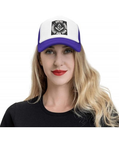 Masonic Symbol White Trucker Hat Men Mesh Baseball Cap Baseball Hats Women Sun Hat Dad Cap Fishing hat Black Purple $9.84 Bas...