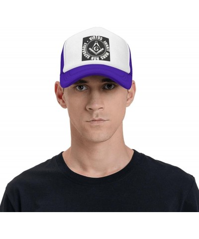 Masonic Symbol White Trucker Hat Men Mesh Baseball Cap Baseball Hats Women Sun Hat Dad Cap Fishing hat Black Purple $9.84 Bas...