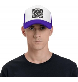 Masonic Symbol White Trucker Hat Men Mesh Baseball Cap Baseball Hats Women Sun Hat Dad Cap Fishing hat Black Purple $9.84 Bas...