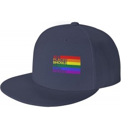 All Places Should Be Safe Spaces Gay Pride Ally LGBTQ Month Women's Baseball Cap Retro Trucker Hat Adjustable Navy Blue $10.0...