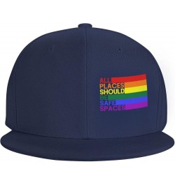 All Places Should Be Safe Spaces Gay Pride Ally LGBTQ Month Women's Baseball Cap Retro Trucker Hat Adjustable Navy Blue $10.0...