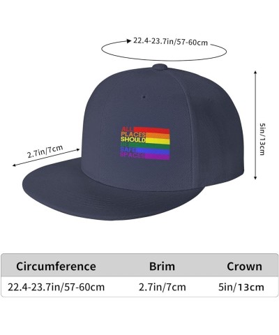 All Places Should Be Safe Spaces Gay Pride Ally LGBTQ Month Women's Baseball Cap Retro Trucker Hat Adjustable Navy Blue $10.0...