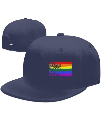 All Places Should Be Safe Spaces Gay Pride Ally LGBTQ Month Women's Baseball Cap Retro Trucker Hat Adjustable Navy Blue $10.0...