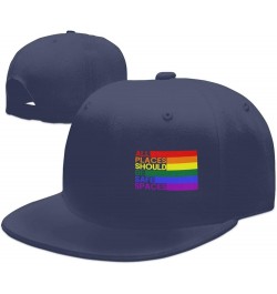 All Places Should Be Safe Spaces Gay Pride Ally LGBTQ Month Women's Baseball Cap Retro Trucker Hat Adjustable Navy Blue $10.0...