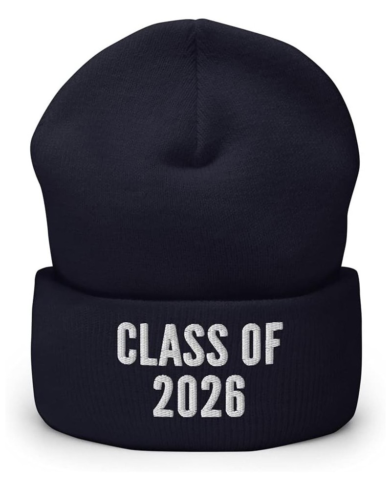 Class of 2026, Graduation Hat (Embroidered Cuffed Beanie) Navy $14.98 Skullies & Beanies