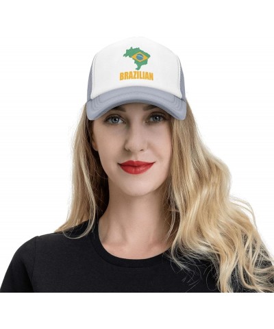 Brazil Flag Mesh Trucker Hats for Mens Womens Casquette Snapback Baseball Caps Gray $10.27 Baseball Caps