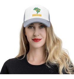 Brazil Flag Mesh Trucker Hats for Mens Womens Casquette Snapback Baseball Caps Gray $10.27 Baseball Caps