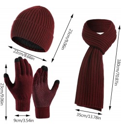 Women Men Winter Outdoor Warm Set Fleece Knitted Beanie Hat Long Scarf Neck Warmer Touchscreen Gloves 3 in 1 Set Ski Gift A -...