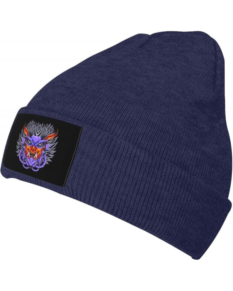 The Mask of Terror Beanie Hat for Men Women Soft Cozy Skull Cap Winter Warm Knit Hats Navy Blue $10.92 Skullies & Beanies