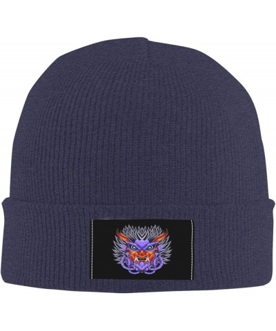 The Mask of Terror Beanie Hat for Men Women Soft Cozy Skull Cap Winter Warm Knit Hats Navy Blue $10.92 Skullies & Beanies