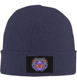 The Mask of Terror Beanie Hat for Men Women Soft Cozy Skull Cap Winter Warm Knit Hats Navy Blue $10.92 Skullies & Beanies