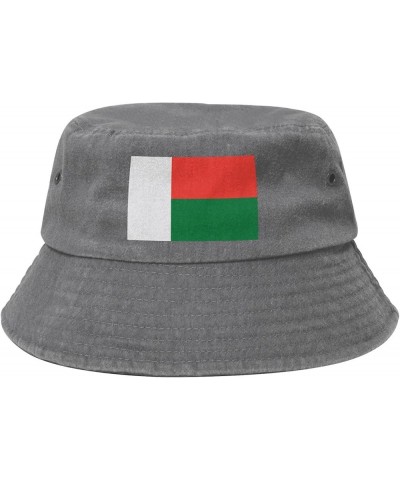 Flag of Madagascar Bucket Hat for Women Men Summer Travel Sun Hat Outdoor Cap Funny Bucket Hats Gray $11.98 Bucket Hats