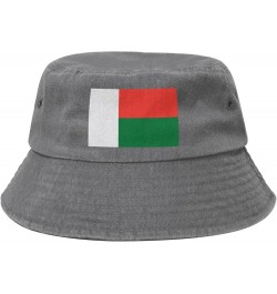 Flag of Madagascar Bucket Hat for Women Men Summer Travel Sun Hat Outdoor Cap Funny Bucket Hats Gray $11.98 Bucket Hats