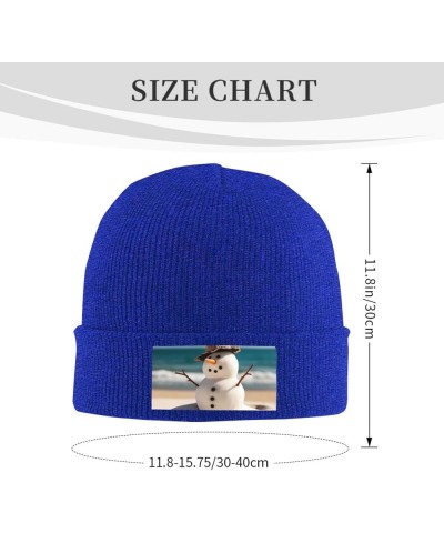 Beanie for Women Men Warm Snowman with Seashells Winter Hats for Women Thick Knit Beanies for Winter Cuffed Cap Blue $13.69 S...