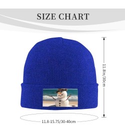 Beanie for Women Men Warm Snowman with Seashells Winter Hats for Women Thick Knit Beanies for Winter Cuffed Cap Blue $13.69 S...