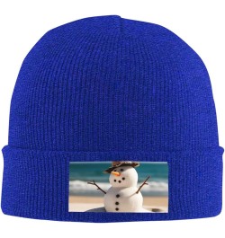 Beanie for Women Men Warm Snowman with Seashells Winter Hats for Women Thick Knit Beanies for Winter Cuffed Cap Blue $13.69 S...