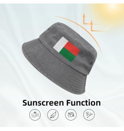 Flag of Madagascar Bucket Hat for Women Men Summer Travel Sun Hat Outdoor Cap Funny Bucket Hats Gray $11.98 Bucket Hats