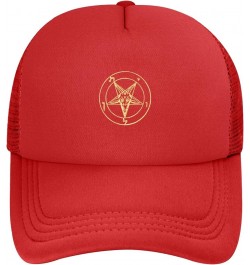 Inverted Pentacle Pewter Satanic Goat Unisex Trucker Hats Mesh Hats Sport Baseball Caps Adjustable Fashion Hat Red $8.69 Base...