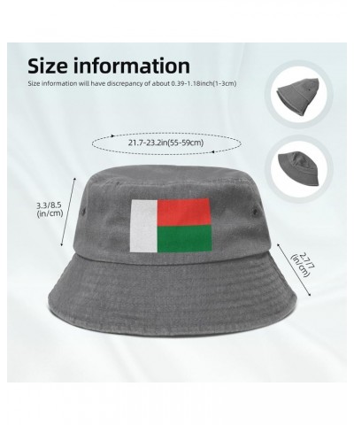 Flag of Madagascar Bucket Hat for Women Men Summer Travel Sun Hat Outdoor Cap Funny Bucket Hats Gray $11.98 Bucket Hats