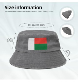 Flag of Madagascar Bucket Hat for Women Men Summer Travel Sun Hat Outdoor Cap Funny Bucket Hats Gray $11.98 Bucket Hats