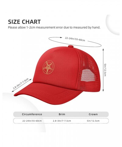 Inverted Pentacle Pewter Satanic Goat Unisex Trucker Hats Mesh Hats Sport Baseball Caps Adjustable Fashion Hat Red $8.69 Base...