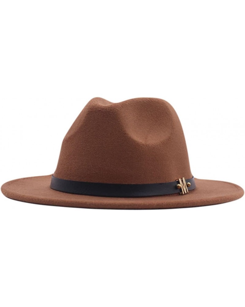 Wool Hat Wide Belt Womens Buckle Classic Fedora Hat Panama Floppy Baseball Caps Cobbler Hat Brown $8.39 Fedoras