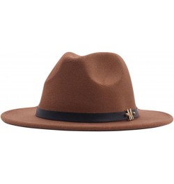 Wool Hat Wide Belt Womens Buckle Classic Fedora Hat Panama Floppy Baseball Caps Cobbler Hat Brown $8.39 Fedoras