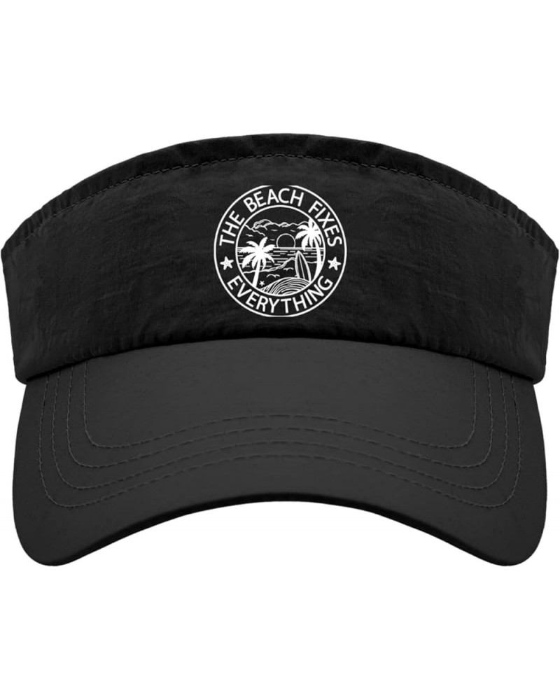 The Beach Fixes Everything Hats Sun Visors for Women Golf Caps Lightweight Sun Hats Allblack $10.82 Sun Hats