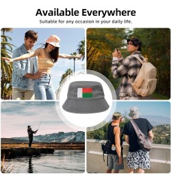 Flag of Madagascar Bucket Hat for Women Men Summer Travel Sun Hat Outdoor Cap Funny Bucket Hats Gray $11.98 Bucket Hats