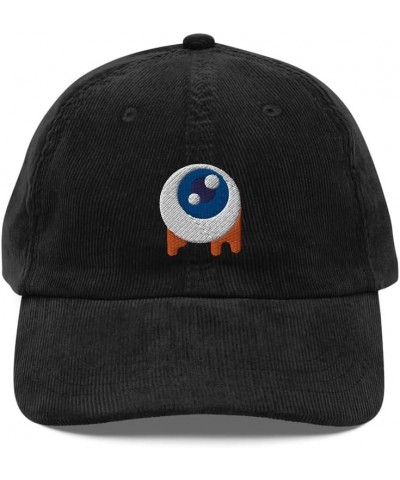 Kawaii Eyeball Hat (Embroidered Vintage Corduroy Cap) Black $14.23 Baseball Caps