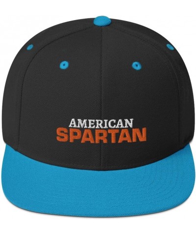 American Spartan Snapback Hat Black/ Teal $18.26 Baseball Caps